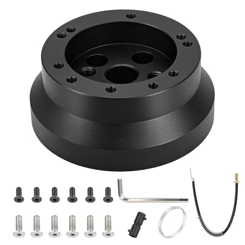 5 & 6 Hole Steering Wheel Hub Adapter for Chevy GMC Pontiac Cadillac 1969-1994 - Universal Fit for Trucks & Vans (Black)