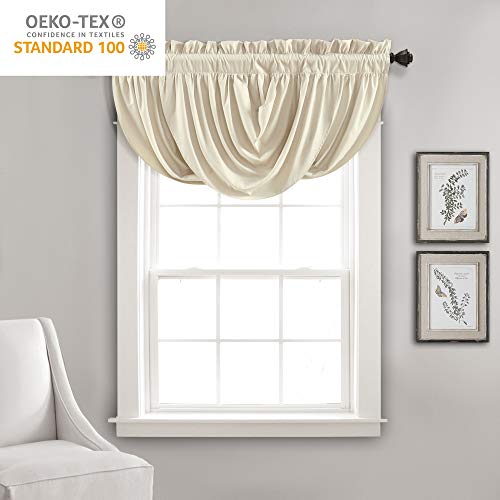 Lush Decor Lucia Elegant Waterfall Valance for Living Room Kitchen, and Bedroom, Soft Polyester Window Curtain, Single -Neutral (42"W x 18"L) by Lush Decor - Image 2