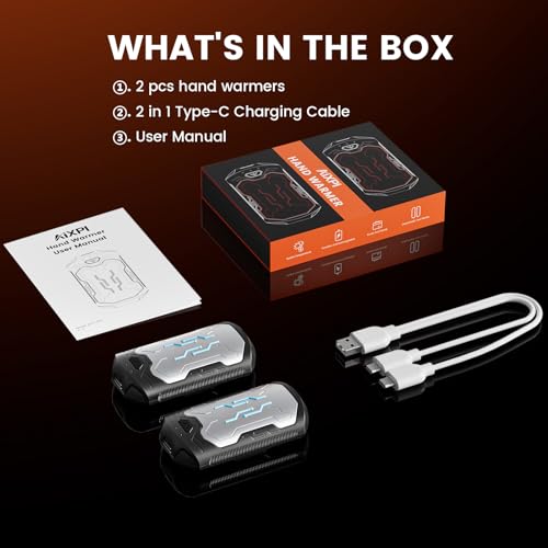 Hand Warmers Rechargeable 2 Pack, Electric Handwarmers Reusable, 3 Levels Heat, Fast Heating, Portable Pocket Hand Warmer Heater for Gloves, Sports, Golf, Camping, Santa Gifts for Men Women, Sliver - Image 5