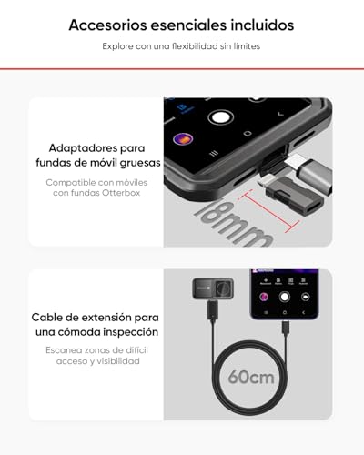 HIKMICRO Mini2 V2 Caméra Thermique - iOS/Android, résolution IR 256x192, SuperIR 512x384, FOV 50°, Camera Thermique Compatible avec iPhone 15/16/17,25Hz, Port USB-C/Lightning (Adaptateur Inclus)