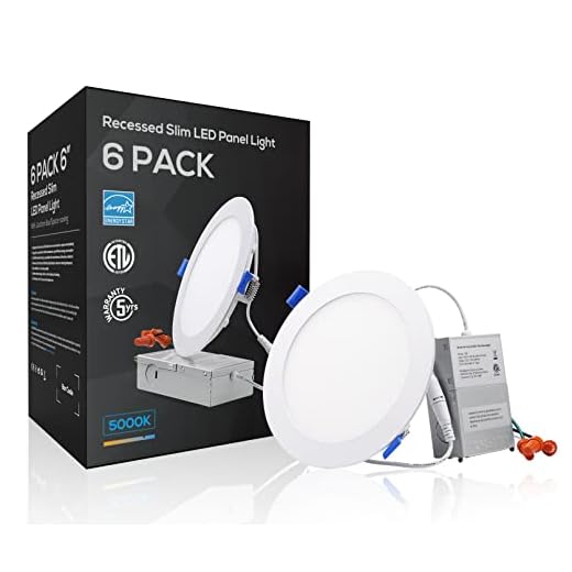 TORCHSTAR 6 Inch Slim Recessed Lighting with Junction Box, Basic Series Ultra Thin LED Recessed Light 5000K Daylight, 12W 1000LM Dimmable LED Downlight, ETL & Energy Star, Pack of 6
