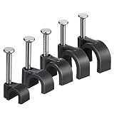 AGPTEK 500pcs Cable Clips with Steel Nails 4mm 5mm 6mm 8mm 10mm Cable Management for RG6, RG59, CAT6