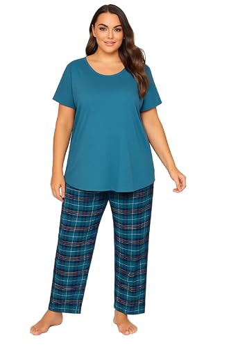 Image of UC Ex Evans Plus Size Clothing for Women, Ladies Pyjamas Pjs Set Nightwear Blue