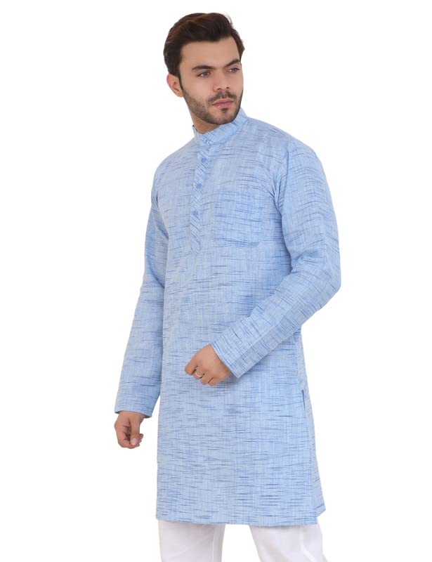 Image of LatestPlus Men's Solid Cotton Blend Ethnic Wear Regular Full Sleeve Kurta