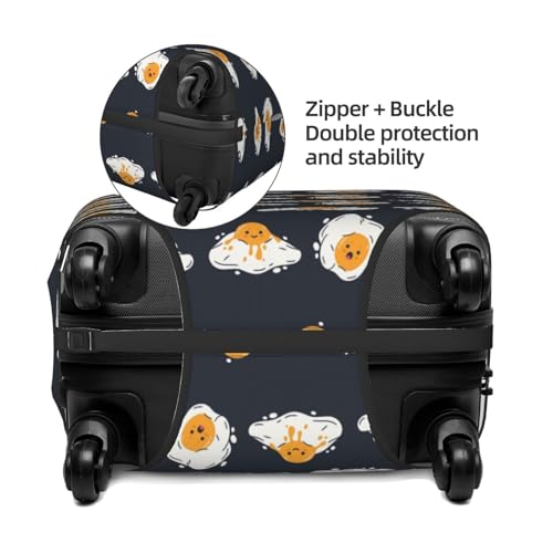 Spandex Travel Luggage Cover Printed Funny Chicken Eggs Double-Sided Suitcase Protector Bag,Dust-Proof Cratch-Resistant Durable Suitcase Sleeve For Kid Adult,Large4