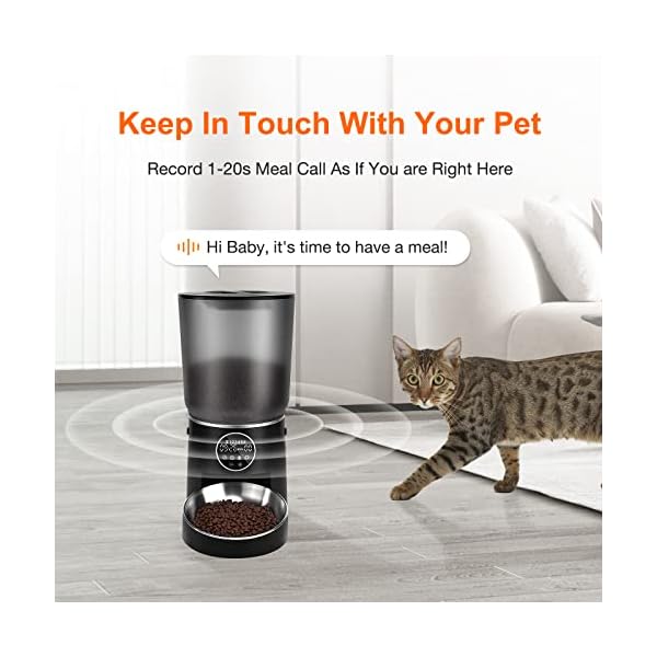 Automatic Cat Feeder with Feeding Mat, 5L Cat Dry Food Dispenser Timed Feeder for Cats and Dogs with Programmable Portion Control, 1-6 Meals per Day, Voice Recorder, Dual Power Supply Automatic Cat Feeder with Feeding Mat, 5L Cat Dry Food Dispenser Timed Feeder for Cats and Dogs with Programmable Portion Control, 1-6 Meals per Day, Voice Recorder, Dual Power Supply