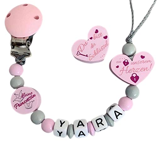 Babygeschenk mit Namen für Mädchen in Rosa Baby Geschenk personalisiert zur Geburt & Taufe Motiv kleine Prinzessin & du bist der Schlüssel zu unseren Herzen