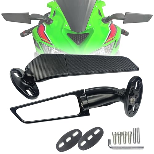 KAIQIVEM Motorcycle Mirrors Stealth Wind Wing Side Rearview Mirrors Compatible With Kawasaki Ninja 650 2025 Ninja 500 Ninja 400 300 2026 ZX6R ZX10R ZX4RR ZX4R GSXR 1000 600 750