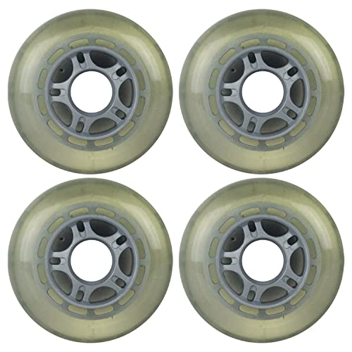 Player's Choice Inline Skate Wheels 80mm 78A Clear Silver Star Spoke Indoor/Outdoor (4 Wheels)