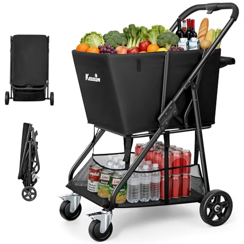 KEDSUM Shopping Carts for Groceries with 7' Dual-Bearing Rubber Wheels, 4.59 Cu.Ft. 280LBS Grocery...