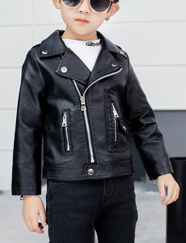 Happy Cherry Girls Faux Leather Jacket for Kids Motorcycle Biker Leather Jackets PU Spring Autumn Outerwear3