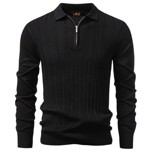 Suéter de punto con media cremallera para hombre en otoño e invierno casual