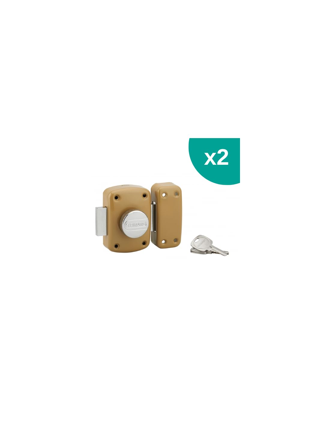 THIRARD - Paquete de 2 cerraduras 2310, cilindro de 45 mm, bronce, 6 llaves - THIPA402310