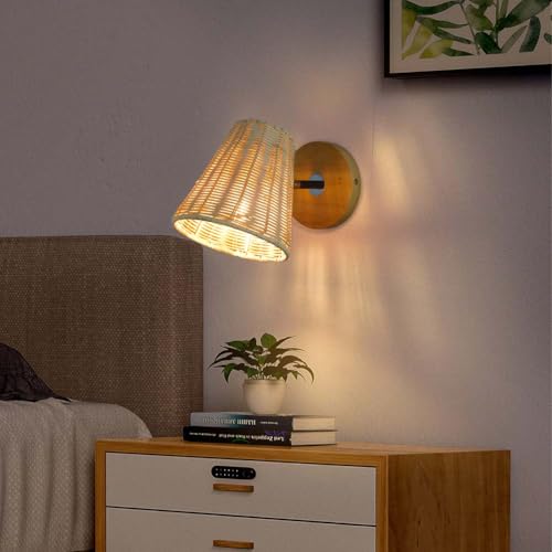 Lámpara de pared tejida a mano con base de cáñamo y diseño exclusivo orientable de 360° 6