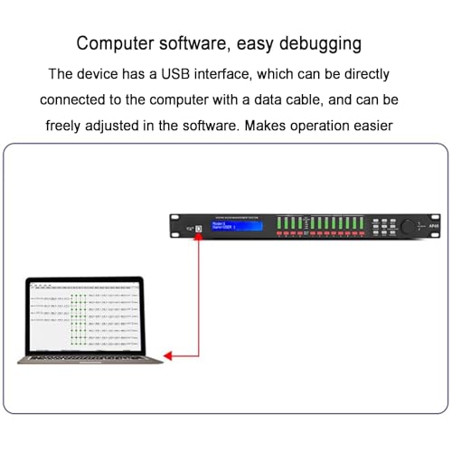 Processore audio digitale con equalizzatore, mixer, processore effetti e ritardatore per configurazione audio professionale, configurabile su PC