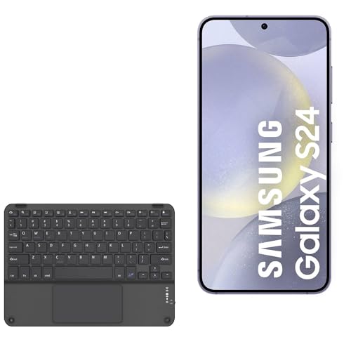 BoxWave Keyboard Compatible with Samsung Galaxy S24 - SlimKeys Bluetooth Keyboard with Trackpad, Portable Slim TouchPad - Jet Black