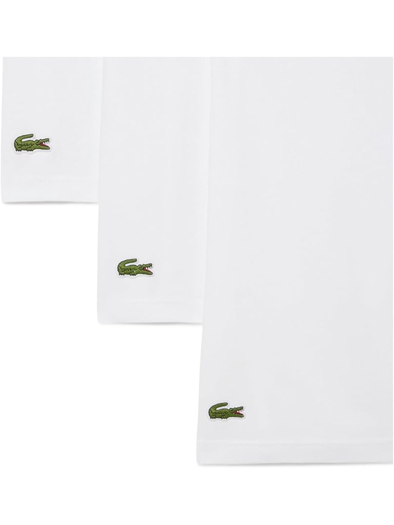 White Lacoste 100% Cotton Regular Fit Crew-neck T-shirt 3-pack