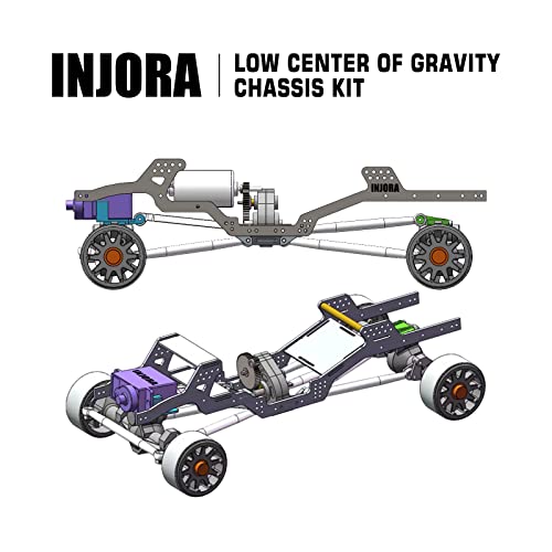 Injora Carbon Fiber Chassis Kit Low Center Of Gravity Frame Girder For Axial Scx24 Deadbolt Jlu C10 Bronco 1/24 Rc Crawler Upgrade Part #TOP5