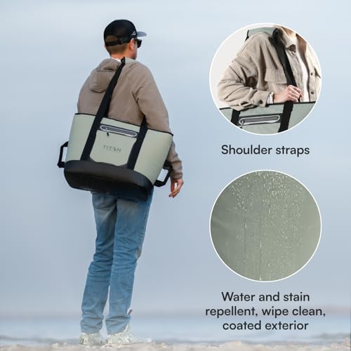 Image of Titan by Arctic Zone 30 Can Cooler Tote with Strap | Insulated Tote Bag with leek proof lining, handle, shoulder strap, and zipper for lunch, picnic, and travel