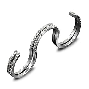 Exquisite micro-inlaid three-finger women’s ring Adjustable size ring with AAA cubic zirconia classic women’s finger ring, ins trendy and cool niche design, cool style, fashionable personality, light luxury tail ring