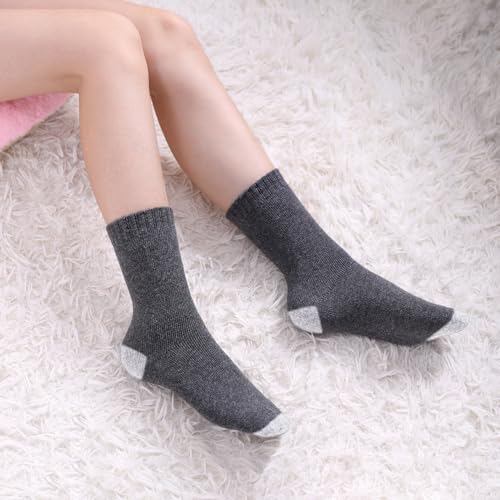 Image of LINEMIN Wool Socks for Women Winter Warm Hiking Thick Warm Cozy Boot Crew Gift Socks 5 Pairs
