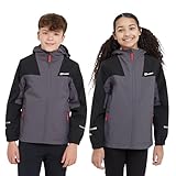 Berghaus Kids' Linton Waterproof Jacket with Hood and 2 Zipped Pockets, Lightweight, Windproof & Breathable Raincoat for Boys & Girls (UK, Age, 14 Years, 15 Years, Regular, Grey)
