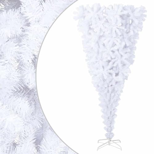 Árbol de Navidad Artificial invertido Blanco 240 cm decoración navideña con Soporte metálico Estable, diseño único para hogar y Oficina, 1300 Ramas PVC Realista