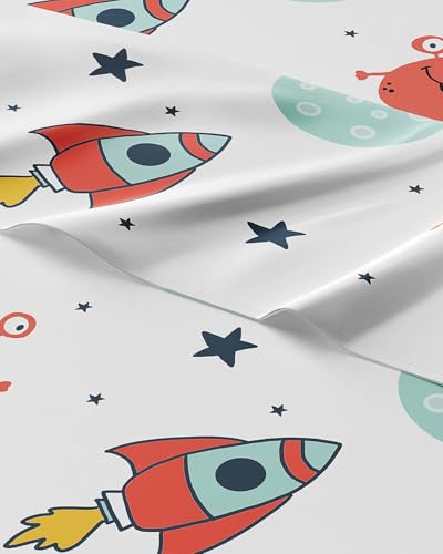 Image of Kids Queen Space Aliens Bed Sheets - 4 Piece Kids Space Aliens Sheet Set