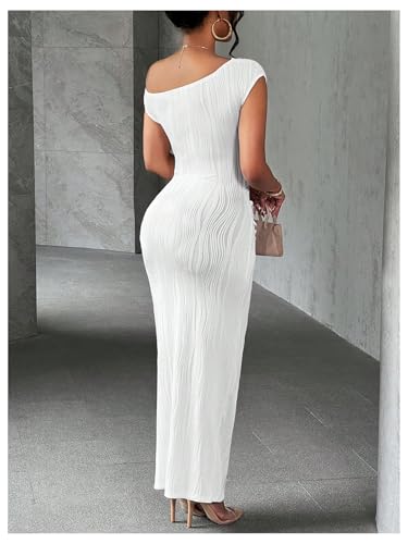 SOLY HUX Women's Elegant Maxi Dresses One Shoulder Short Sleeve Bodycon Cocktail Prom Dress3