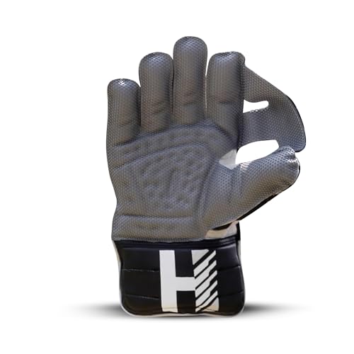 Image of Heega Heritage Leather Cricket Wicket Keeping Gloves for Professional Players | Durable Construction, High-Density Finger Protection, Ergonomic Design for Enhanced Flexibility and Comfort Black Men