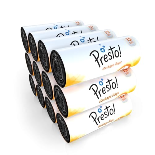 Image of Amazon Brand - Presto! Garbage Bags Large 180 Count|24 x 32 Inches Black , For Dry & Wet waste|15 bags /roll (Pack of 12)