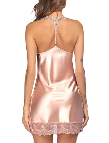Image of Avidlove Women Lingerie Satin Lace Chemise Nightgown V Neck Mini Babydoll Sexy Full Slips Sleepwear S-4XL