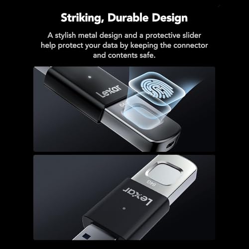 Image of Lexar Pen Drive 64GB Fingerprint F35pro USB 3.2 Gen1 Flash Drive, up to 300MB /s Read and 60MB /s Write