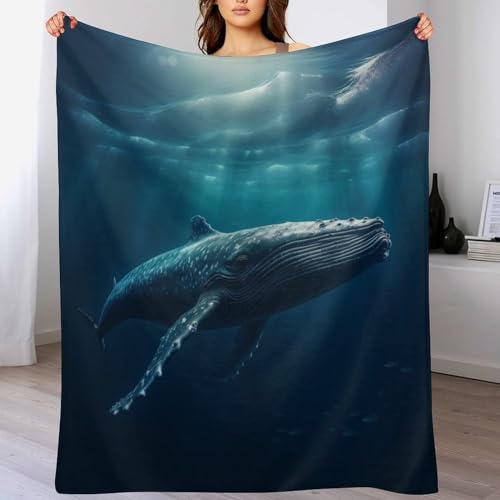 Couverture en Baleines 3D Flannel Chaudes Légères pour Lit Canapé