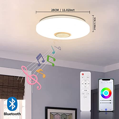 Mumeng 28Cm Led Ceiling Light, 30W Dimmable And Color Changing Ceiling Light Fixture With Bluetooth Speaker App And Remote Control Lighting Fixtures Ceiling For Bedroom,Balcony,Porch Corridor #TOP4