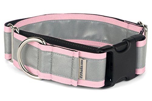 If It Barks - 1.5" Reflective Martingale Collar With Quick Snap Buckle For Dogs - Adjustable - Made In Usa - Strong, Durable, And Comfy - Ideal For Training - Fits Most Breeds - Medium, Pink #TOP1