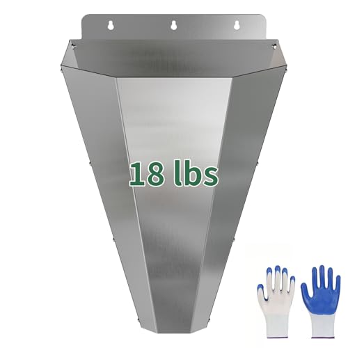 LavviTech Large Chicken Cone for Butchering Stainless Steel Kill Cone with Safety Gloves Flat-Back Design for Killing and Processing Chickens Ducks Turkeys & Poultry up to 18 lbs (Silver)