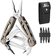 MOSSY OAK Multitool, 22-in-1 Stainless Steel Pocket Knife with G10 Handle, Screwdriver Sleeve, Se...