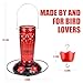 Zamelane Hummingbird Feeder-16 Ounces，6 Feeding Ports Glass Hummingbird feeders for Outdoors,Wide Mouth for Easy Filling/Cleaning，Hanging for Garden Backyard Decor, Includes Ant Moat (Red，1Pack)