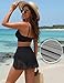 Blooming Jelly Womens High Waisted Swim Skirt Tummy Control Mesh Tie Knot Bathing Suit Bottom 2026 Mini Trendy Cute Ladies Swimsuit Bikini with Skirt (Large, Black)