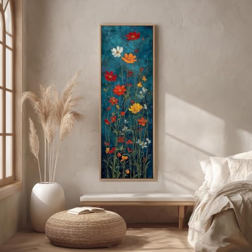 Toile cosmos bleu et orange pour réveiller la déco du salon