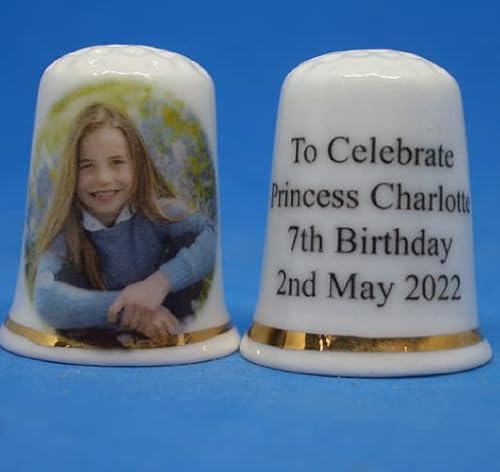 Birchcroft Porcelain China Collectable Thimble - Princess Charlotte 7th Birthday - with Display Box
