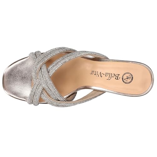 Bella Vita Womens Carmen Faux Leather Rhinestone Heels Gold 7.5 Wide (C,D,W)2