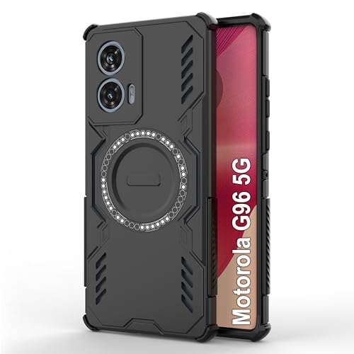 Image of Zapcase Back Case Cover for Motorola G96 5G | Magnetic Case with Built-in Metal Ring | Supports MagSafe Charger, Wallet & Car Mount | Shockproof Hybrid PC + TPU | Black