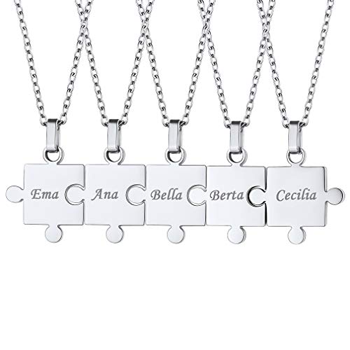 Custom4U Personalized Gold BFF Necklace for 3 Pcs Split Heart Matching Friendship Couple Necklaces 14k Gold Plated 925 Sterling Silver Pendant Custom Gifts for Best Friend Women 3.1-Puzzle-S