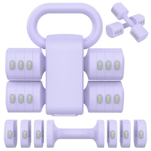Image of Hezeyferg 2-in-1 Adjustable Dumbbells Set, 4 Levels Weight Dumbbells Set for Women Men, Each 2.2 /3.3 /4.4 /5.5lb Hand Weights with Kettlebell Form for Home Gym Exercise Training