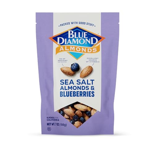Blue Diamond Almonds, Premium Sea Salt and Blueberries Snack Nuts Perfect Snack Mix with Protein and Fiber, 7 Ounce (Pack of 1)