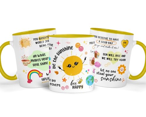 Shamsco Be The Sunshine - Bee Happy Mug | Ceramic Coffee & Tea Cup | Positive Motivational Gift | Perfect for Birthdays, Encouragement, and Everyday Inspiration - (Yellow)
