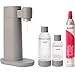 Produktbild Mysoda: Toby Set - Wassersprudler aus erneuerbarem Holzkomposit mit 1L und 0.5L Quick-Lock BPA-freie Plastikflaschen und CO2-Zylinder - Beige (Dove)