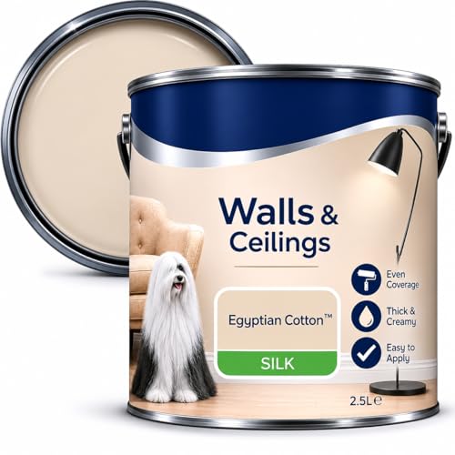 Image of AXpower Inspirational Technology Empowering People Walls & Ceilings Silk Emulsion Paint Egyptian-Cotton 2.5L | Smooth Mid Sheen Interior Wall Paint | Rich Finish with Excellent Coverage